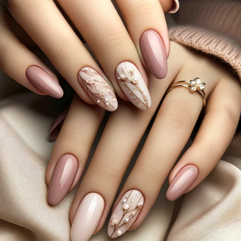 A set of classy and elegant nails designed for Valentine's Day. These nails embody a soft and beautiful aesthetic, perfect for a sophisticated celebra
