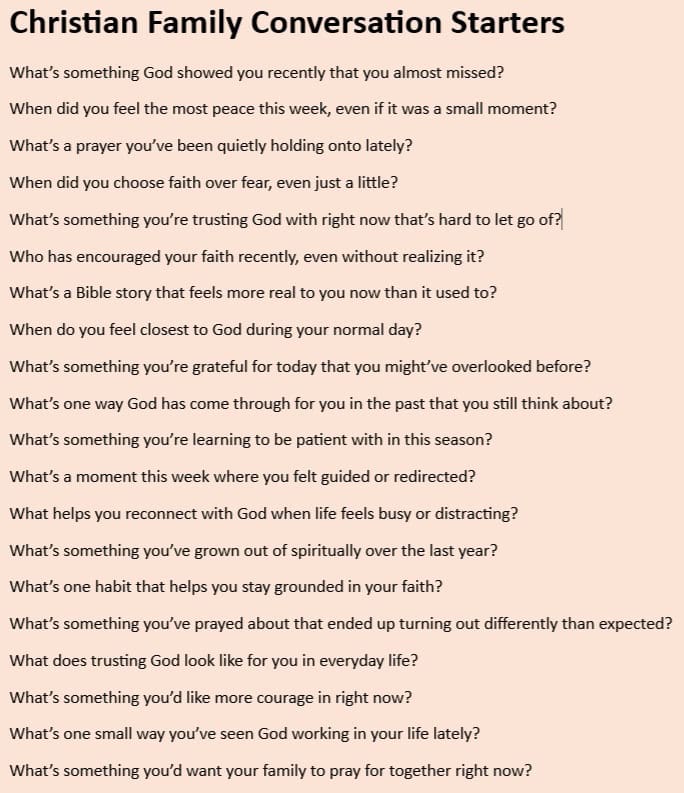 Christian Family Conversation Starter Cards