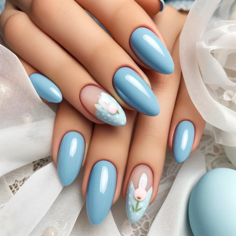 Elegant-baby-blue-pastel-Easter-almond-gel-nails.