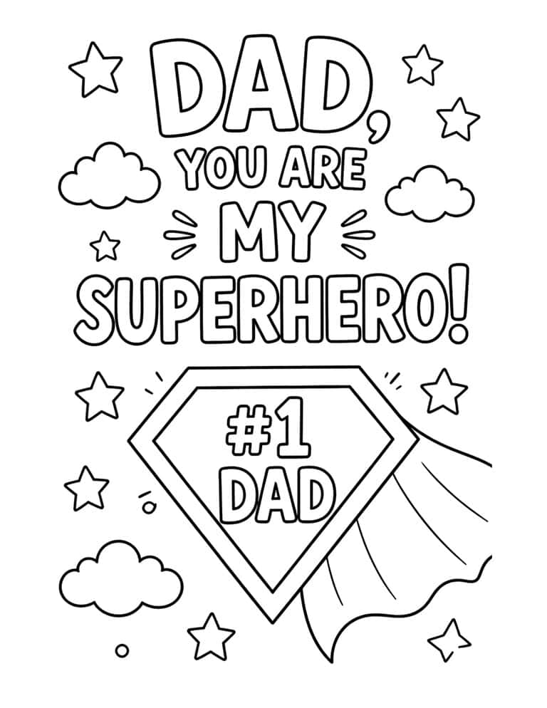 Father's Day Coloring Page - Superhero Dad