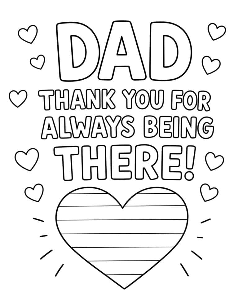 Father's Day Coloring Page - Thank You Dad