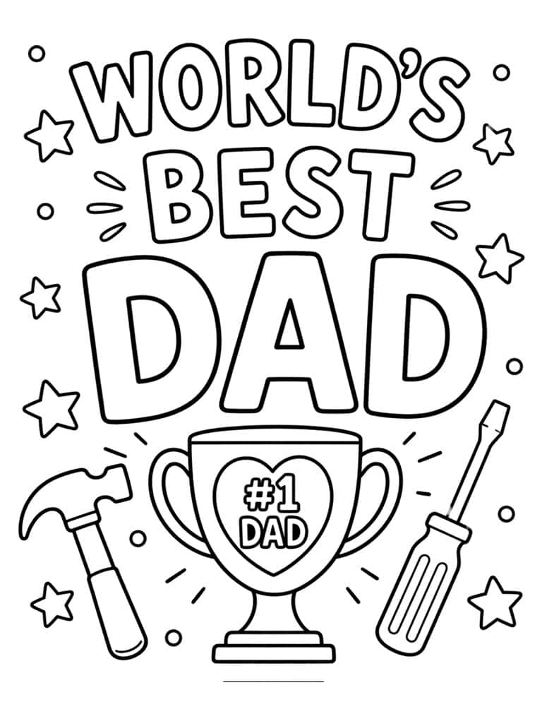 Father's Day Coloring Page - World's Best Dad