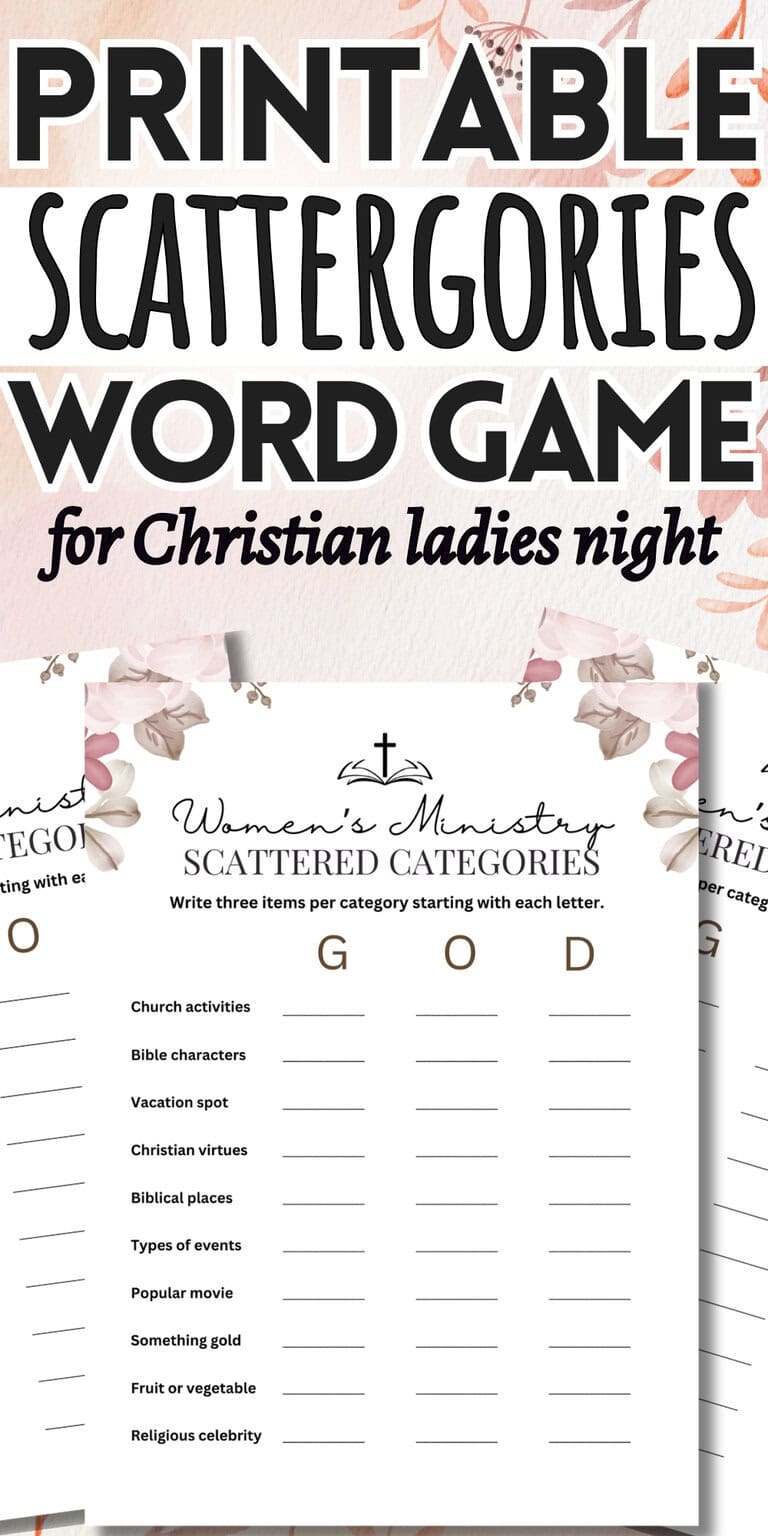 Printable Scattergories Word Game For Christian Ladies Night