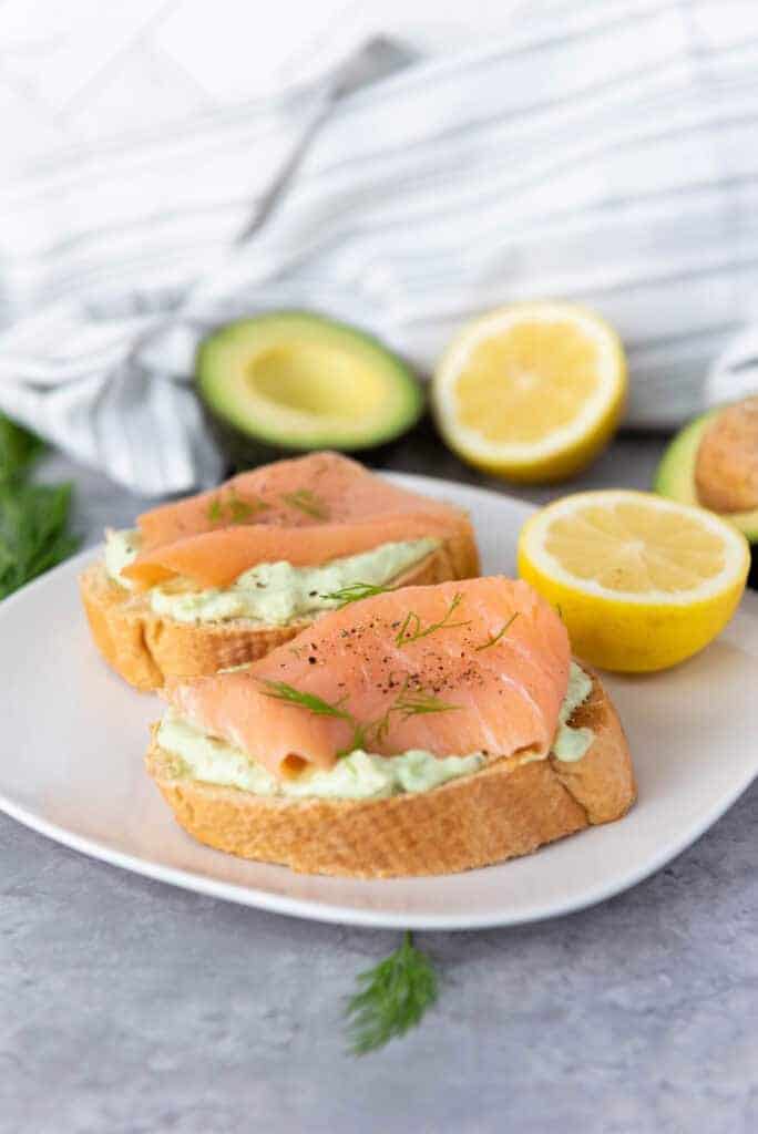 Smoked Salmon Avocado Bruschetta