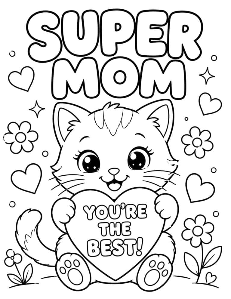 Super Mom - Happy Mother's Day Coloring Page