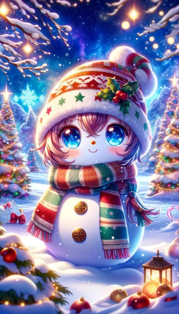 anime snowman cute christmas wallpaper for phone