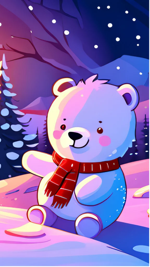 cute anime bear christmas wallpaper