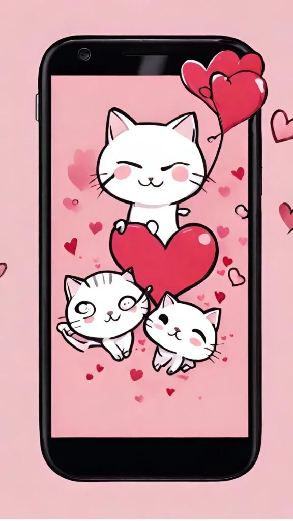 cute cats anime valentine's day background