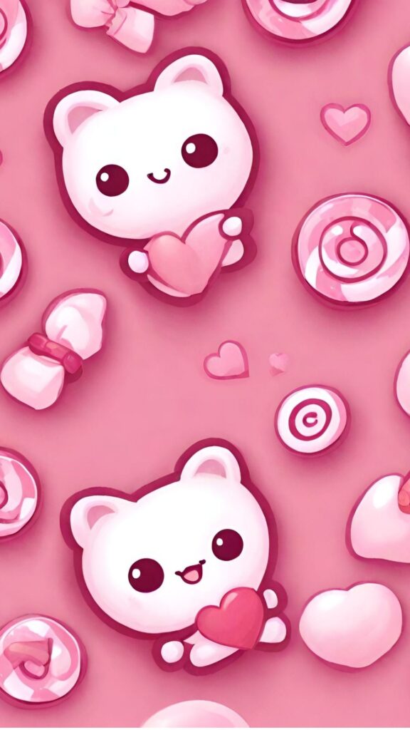 cute kawaii valentine's day candy wallpaper