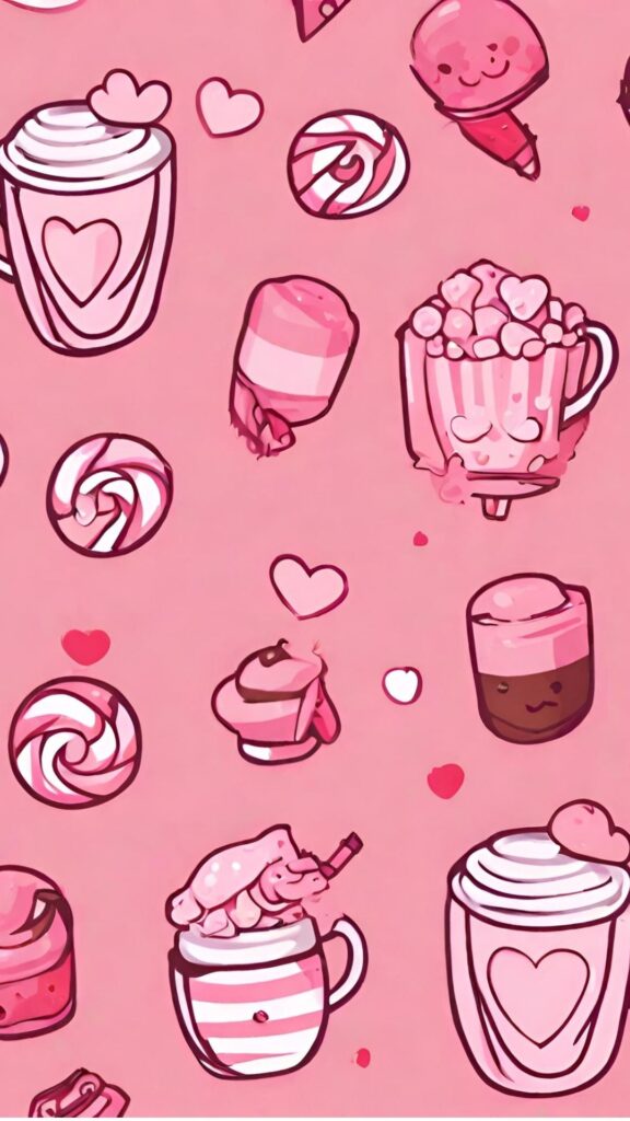 cute kawaii valentine's day candy wallpaper design ideas