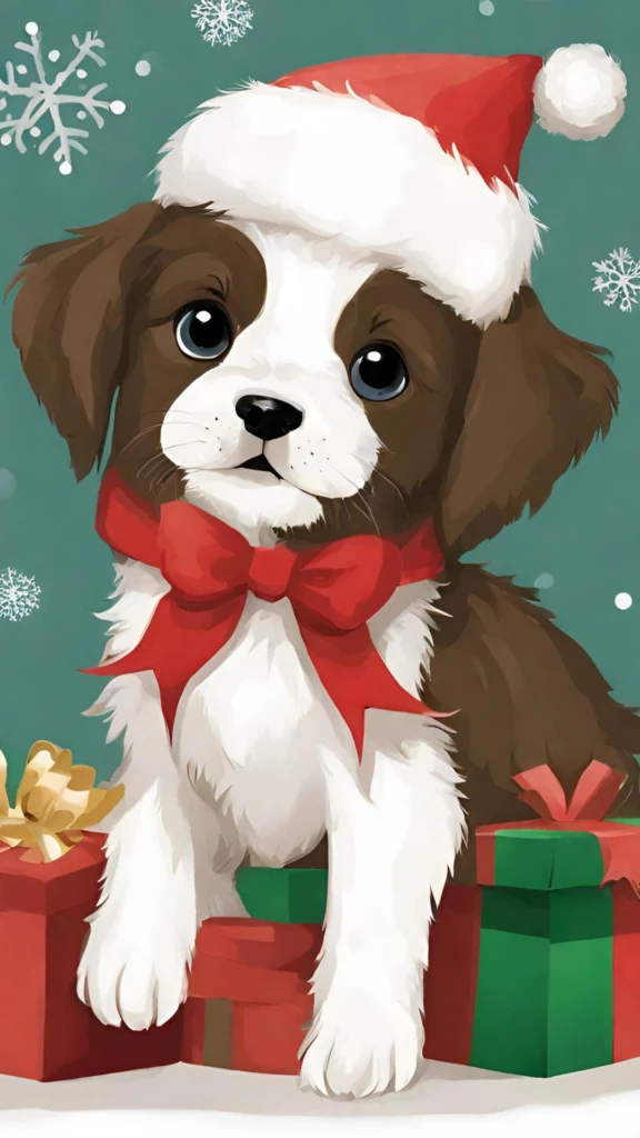 cute puppy christmas wallpaper