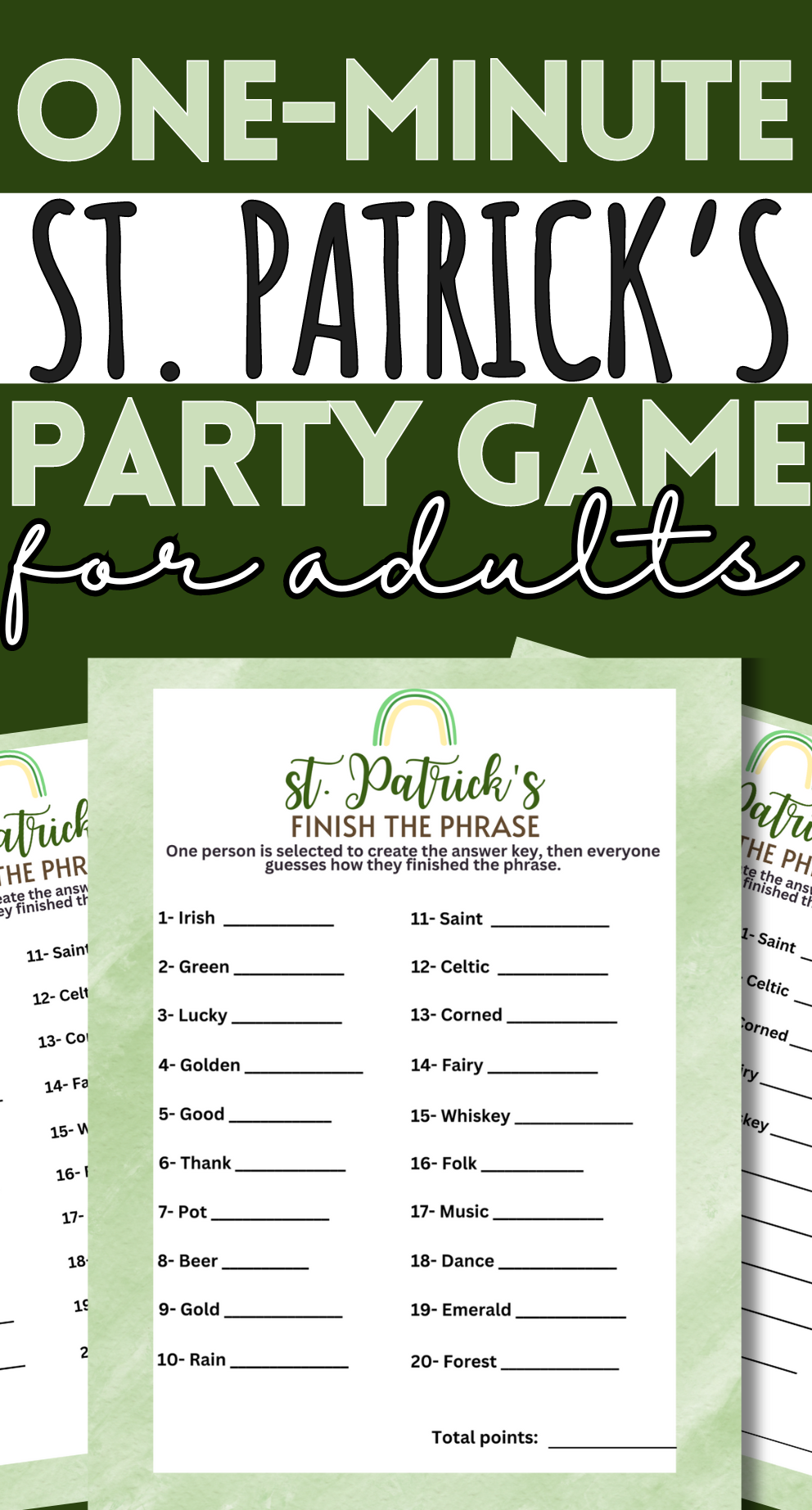 finish the phrase st patricks party game