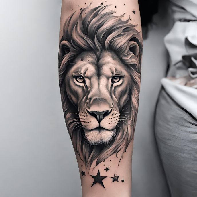 lion tattoo witchy design