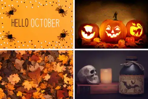 october collage of four images