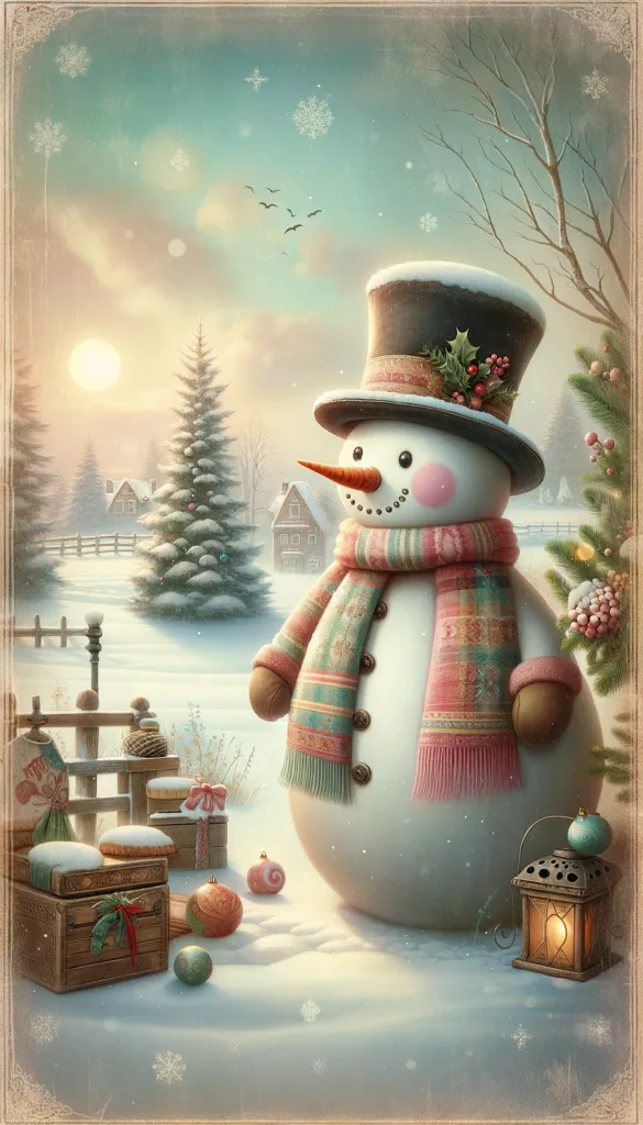 vintage snowman cute christmas wallpaper